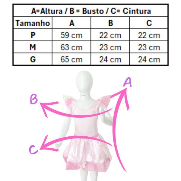 Imagem de Fantasia Infantil Fada Borboleta Menina Festa Criança 2 a 8 anos P ao G