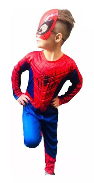 Imagem de Fantasia Infantil Homem Aranha Longa Com Enchimento e Máscara