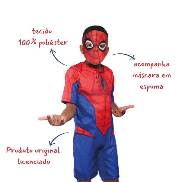 Imagem de Fantasia Infantil Homem Aranha Spiderman Original Marvel, Novabrink, 3 à 12 Anos, Tamanhos P M G