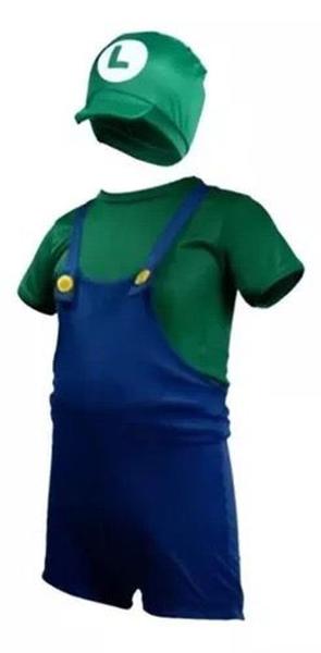 Imagem de Fantasia Infantil Luigi Com Gorro Máscara 3D