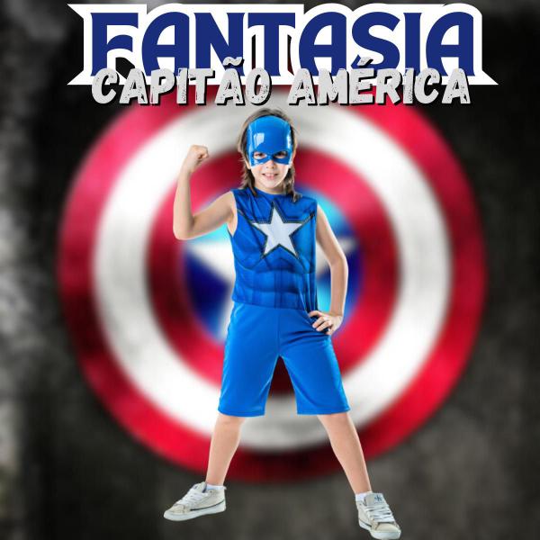Imagem de Fantasia Infantil Masculina Capitão América Com Máscara Macacão Completa Para Menino Toymaster
