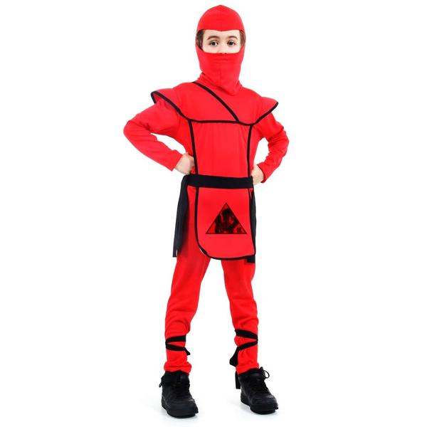 Imagem de Fantasia Infantil Ninja Vermelho Longa com Capuz