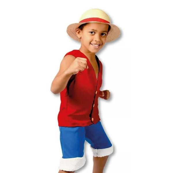 Imagem de Fantasia Infantil One Piece Luffy Chapéu Colete Short