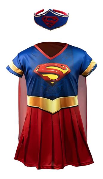 Imagem de Fantasia Infantil Roupa Super Girl Com Tiara (dos 2 aos 9 anos)