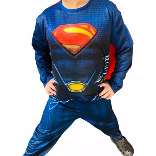 Imagem de Fantasia Infantil Superman Longa Com Enchimento