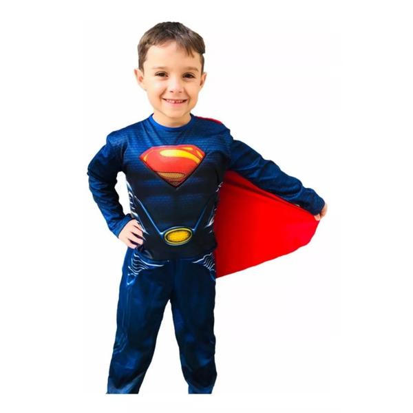 Imagem de Fantasia Infantil Superman Longa Com Enchimento