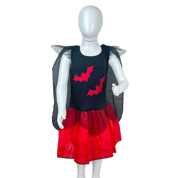 Imagem de Fantasia Infantil Vestido Bruxinha Morceguinha Brink Model - P M G - 2 a 8 Anos - Halloween Dia Das Bruxas