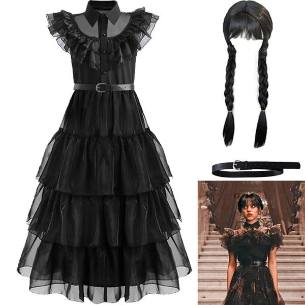 Imagem de Fantasia Infantil Wandinha Vestido Família Addams + Peruca