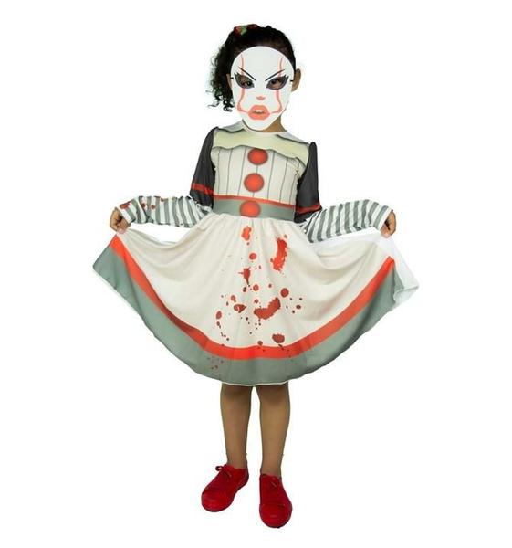 Imagem de Fantasia It A Coisa Feminina Infantil Vestido e Máscara de Halloween