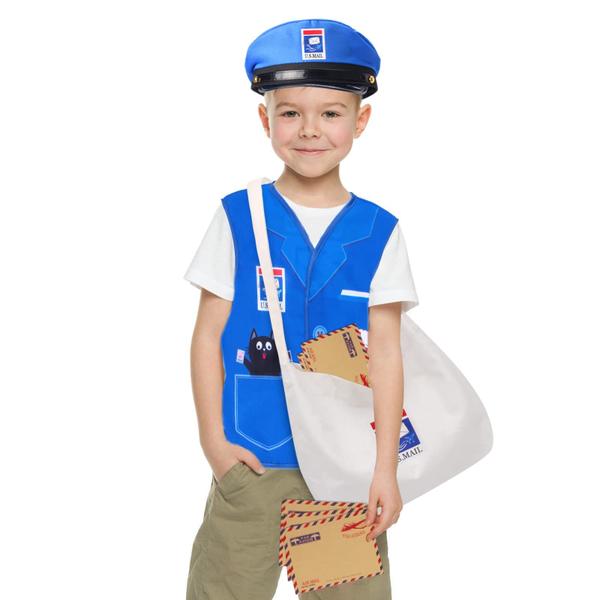 Imagem de Fantasia Keymall Kids Mailman Mr. Postman com chapéu, colete e bolsa