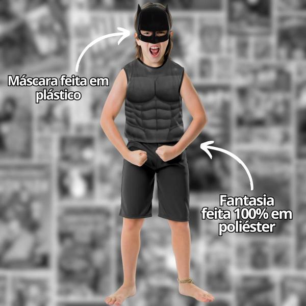 Imagem de Fantasia Macacão E Máscara Preta Super Herói Infantil Masculina Para Menino Criança Traje Toymaster