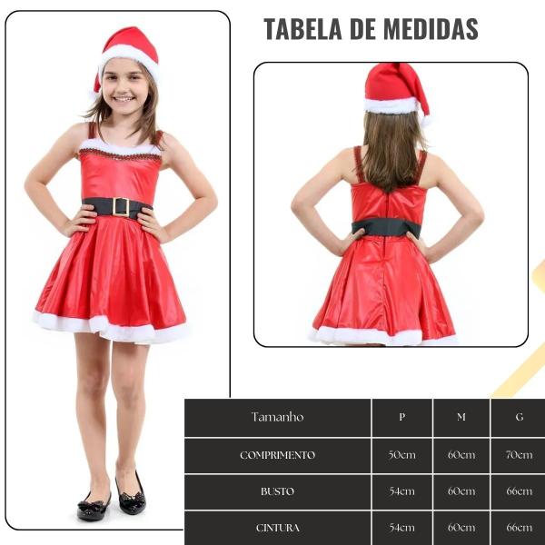 Imagem de Fantasia Mamãe Noel Infantil Vestido com Gorro e Cinto