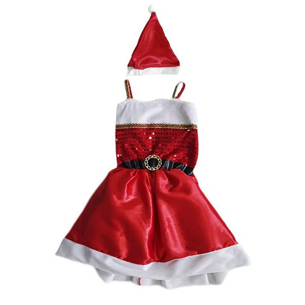 Imagem de Fantasia Mamãe Noel Infantil Vestido com Gorro