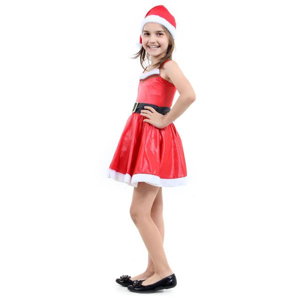 Imagem de Fantasia Mamãe Noel Vestido Infantil com Gorro - Natal