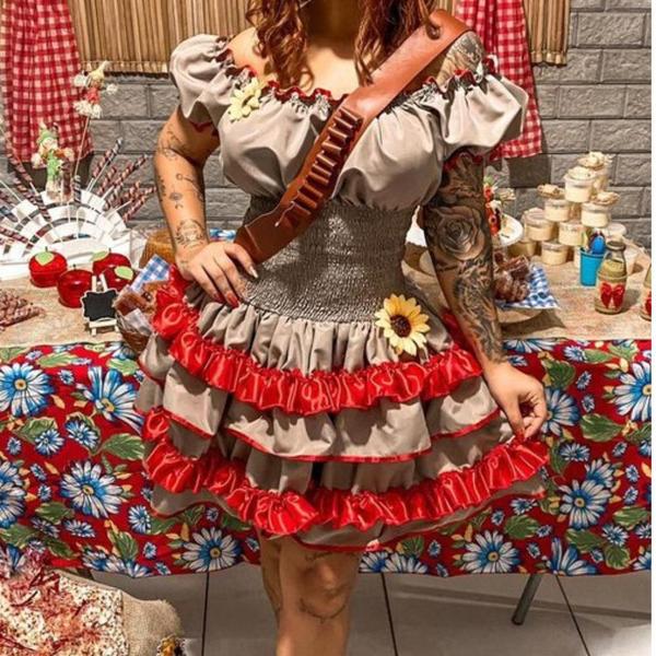 Imagem de Fantasia Maria Bonita Cangaceira Festa Junina Luxo Adulto