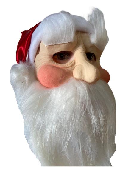 Imagem de Fantasia Máscara Papai Noel Realista c/ Barba Cabelo pelúcia