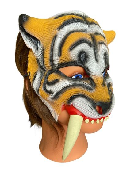 Imagem de Fantasia Máscara Tigre Dente de Sabre de Látex metade rosto