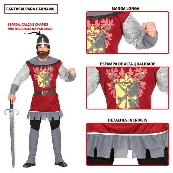 Imagem de Fantasia Masculina Adulta Super Luxo Medieval Guerreiro Príncipe Cavaleiro Europeu Antigo Cosplay Festas e Carnaval