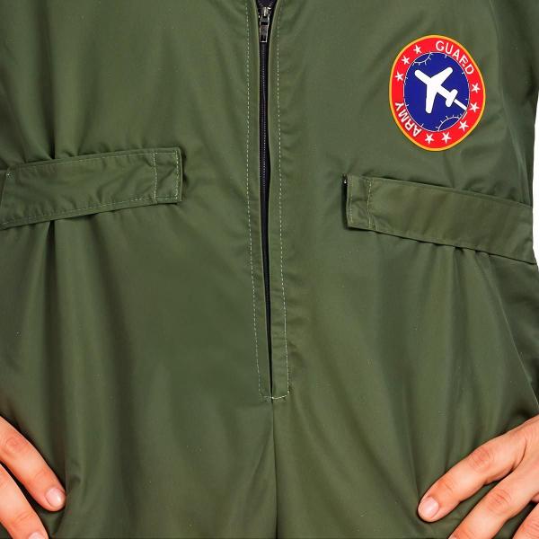 Imagem de Fantasia Masculina Plus Size Carnaval Piloto de Caça Top Gun Roupa Aviador Militar Americano