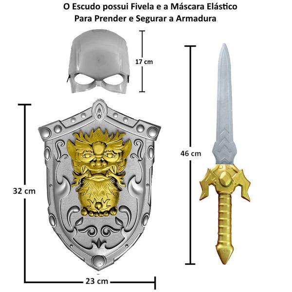 Imagem de Fantasia Medieval Infantil com Espada Escudo e Máscara 