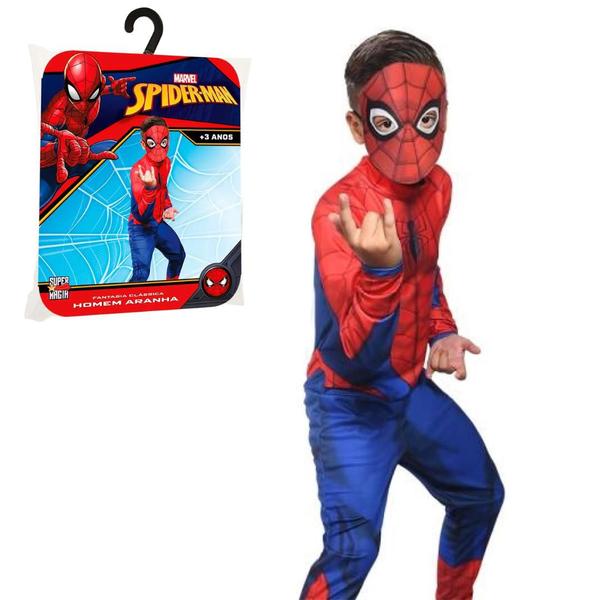 Imagem de Fantasia Menino Infantil De Luxo Homem Aranha Super Herói Marvel Com Máscara Original Vingadores