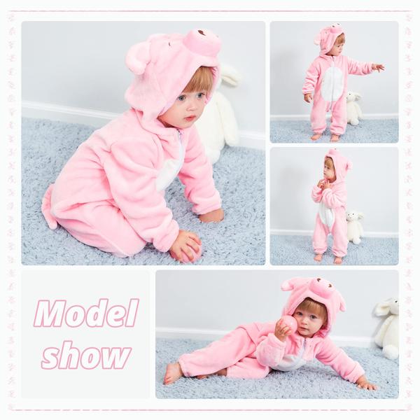 Imagem de Fantasia MICHLEY Baby Romper Winter Flannel Pink Pig 13-18M