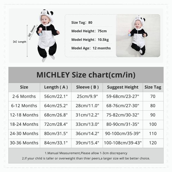 Imagem de Fantasia Michley Unissex Baby Romper, flanela, 30-36 meses, preta