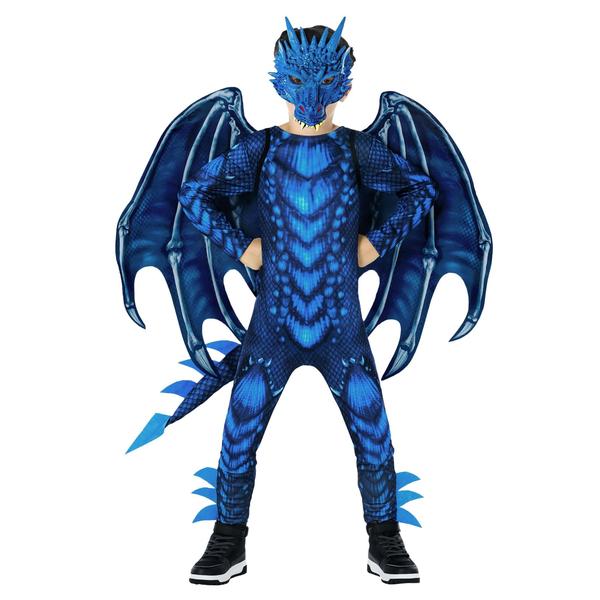 Imagem de Fantasia Morph Blue Dragon para crianças de Halloween, meninos de 3 a 14 anos