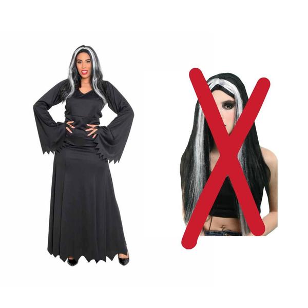 Imagem de Fantasia Morticia Addams Cosplay Bruxa Morgana Feiticeira Vestido Halloween Festa Dia das Bruxas Noites do Terror Zumbi