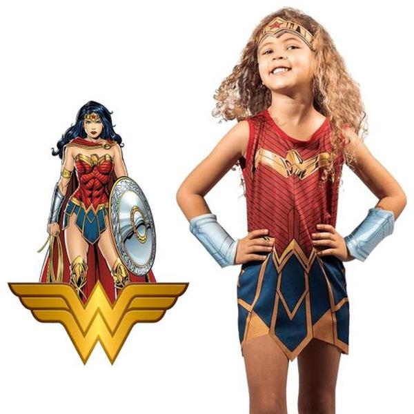 fantasia mulher maravilha com acessórios infantil original