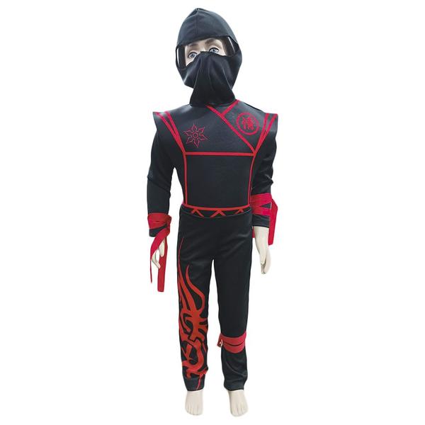 Imagem de Fantasia Ninja Dark Preto e Vermelho Infantil com Capuz