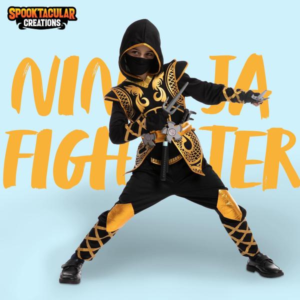 Imagem de Fantasia Ninja Dourado para Halloween (Médio 8-10 anos)