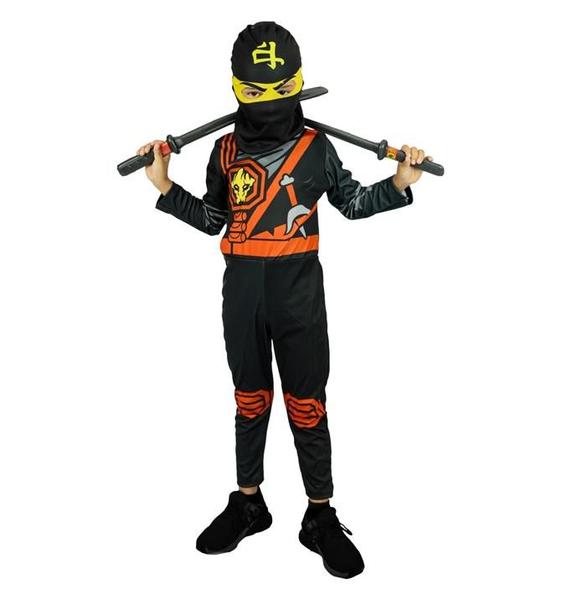 Imagem de Fantasia Ninja Go Infantil Preto Longa Com Gorro