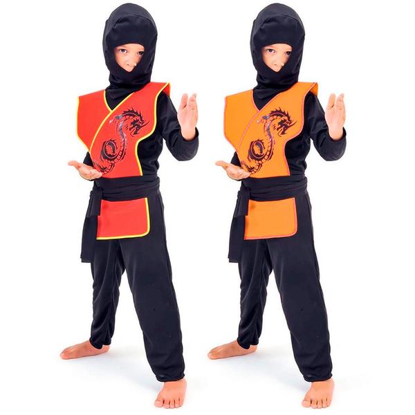 Imagem de Fantasia Ninja Samurai Sombrio Infantil Completa Com Gorro