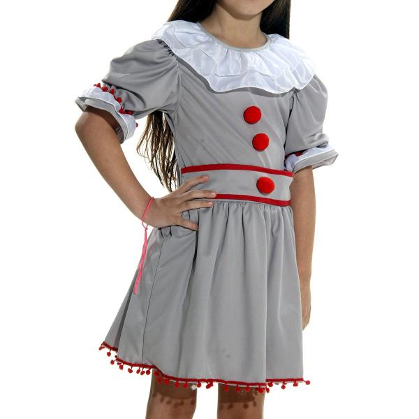 Imagem de Fantasia Palhaça do Mal Vestido Infantil - Halloween