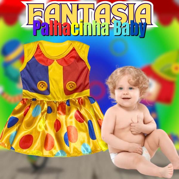Imagem de Fantasia Palhacinha Infantil Para Bebê Vestido Colorido Para Menina Feita Em Poliéster Fantasias Super