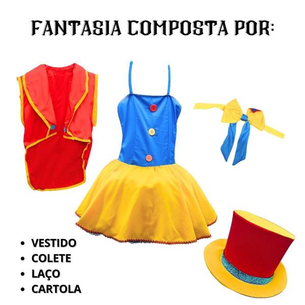 Imagem de Fantasia Palhaço Feminina Adulta Luxo de Carnaval Completa PP 32 - 34