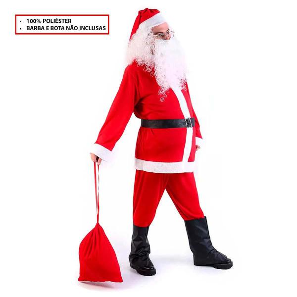 Imagem de Fantasia Papai Noel Profissional Roupa Luxuosa Com Saco Sobre Botas Cinto e Gorro