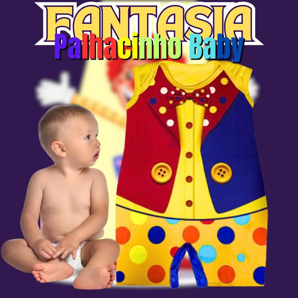 Imagem de  Fantasia para Bebe Palhacinho Carnaval Mesversario Body Baby Feita Em Poliéster Fantasias Super