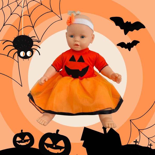 Imagem de Fantasia Para Bebê Vestido Abóbora Brink Model - Halloween Mesversário Cosplay