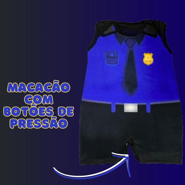 Imagem de Fantasia Policial Baby Menino Infantil Macacão Com Botões De Pressão Para Bebê Fantasias Super
