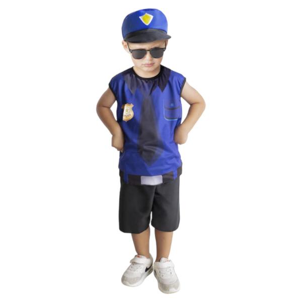 Imagem de Fantasia Policial Infantil Segurança Uniforme Profissões Masculinas Festa de Aniversario Bloquinho Carnaval