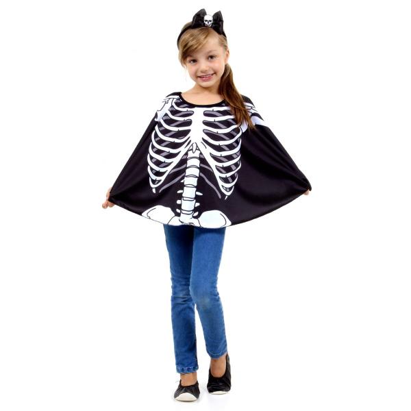 Imagem de Fantasia Poncho Caveira Infantil - Halloween