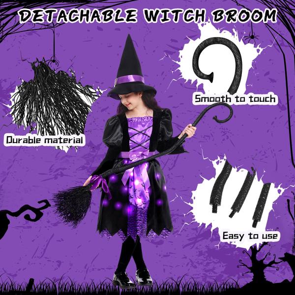 Imagem de Fantasia Poshetion Light Up Halloween Witch para meninas (M)