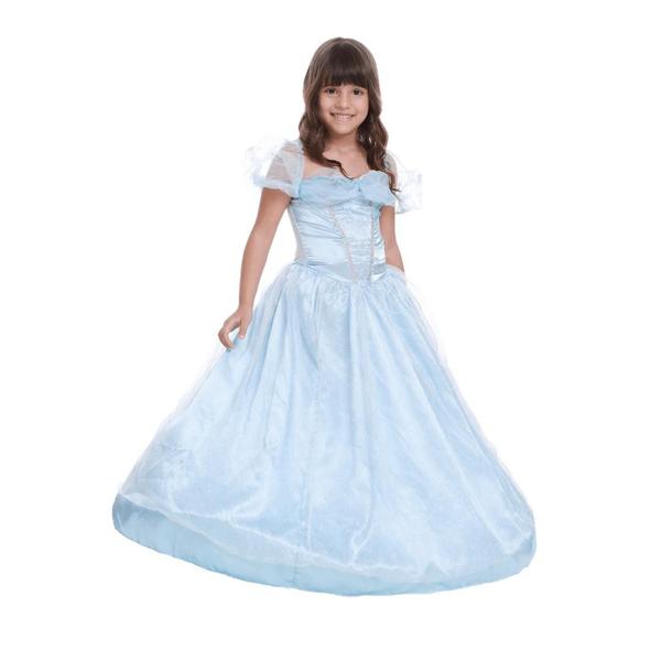 Imagem de Fantasia Princesa Cinderela Infantil Vestido Azul Clássico