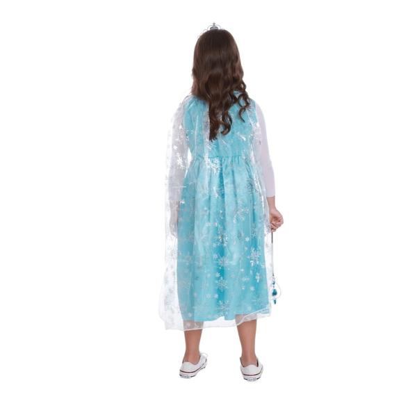 Imagem de Fantasia Princesa Elsa Azul Infantil Vestido com Capa