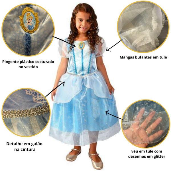 Imagem de Fantasia Princesa Infantil de Luxo Vestido da Cinderela Classico