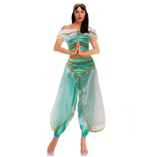 Imagem de Fantasia Princesa Jasmine Aladdin Adulto de Luxo Com Tiara