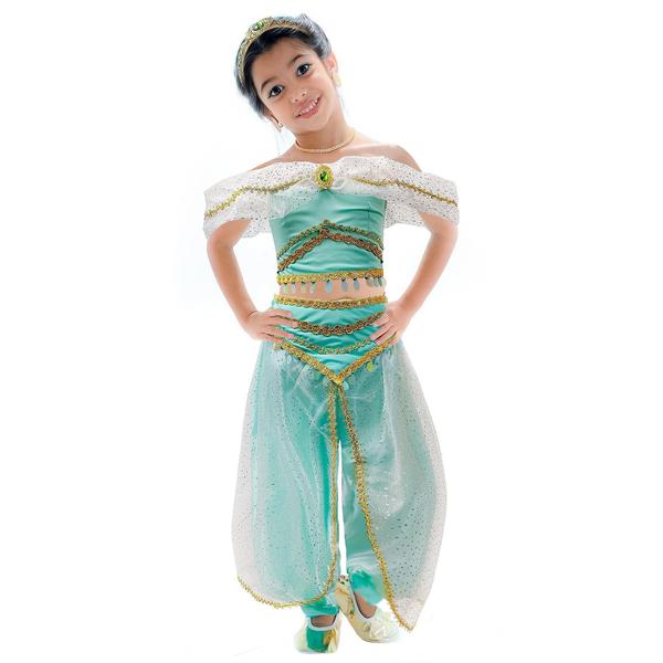 Fantasia Princesa Jasmine Aladdin Infantil de Luxo Com Tiara - Fantasias Carol CM Imagem de Fantasia Princesa Jasmine Aladdin Infantil de Luxo Com Tiara