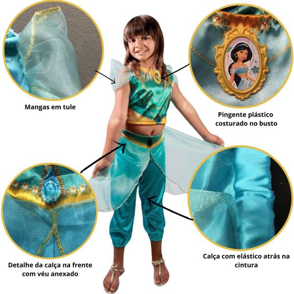 Imagem de Fantasia Princesa Jasmine Infantil Classica Roupa Odalisca